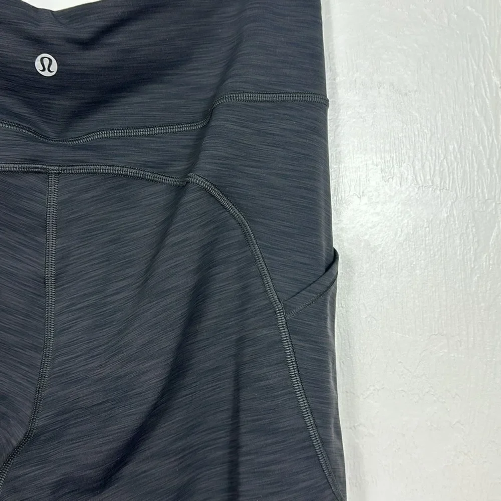 Lululemon Athletica Mid Rise Heathered Black Cropped Leggings Size 8